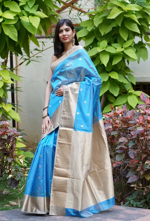 Blue Chanderi Silk Saree